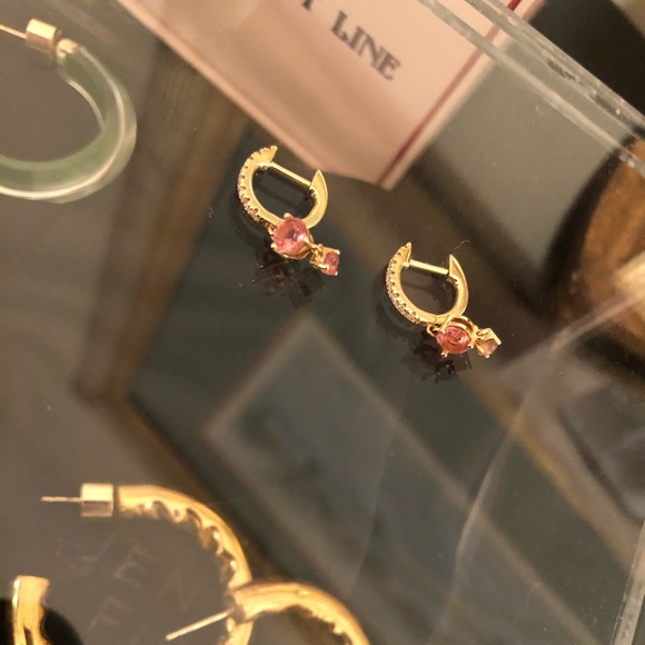 pink tourmaline and diamond 14k earrings - Picture 6 of 8